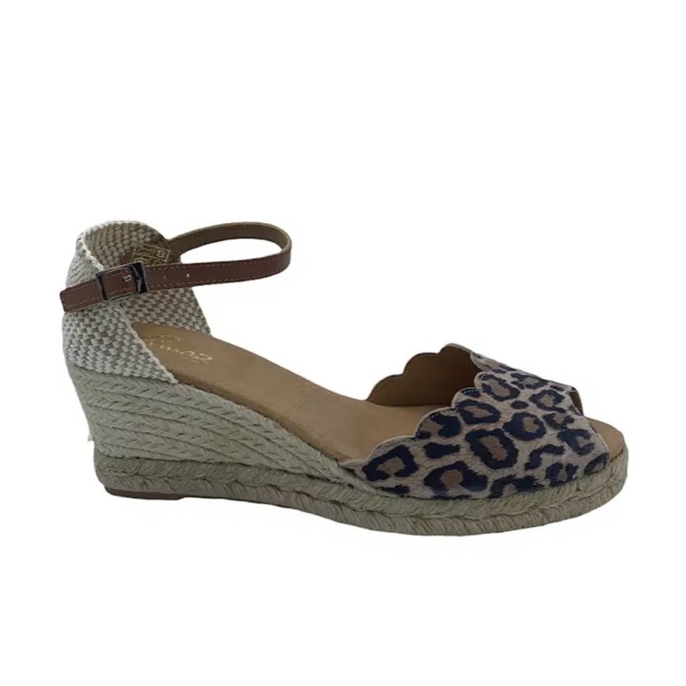 Pinaz Tan Leopard Print Espadrille Wedges